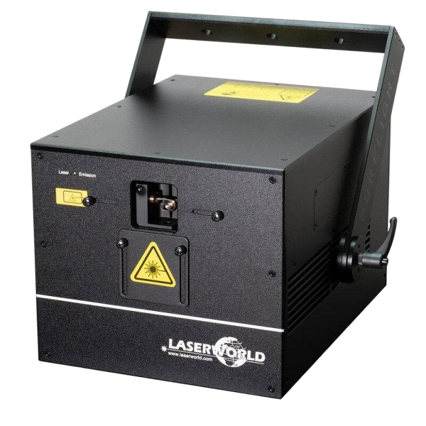 Vooraanzicht van de Laserworld PL-10.000RGB MK3 professionele RGB-showlaser voor evenementen en lichtshows